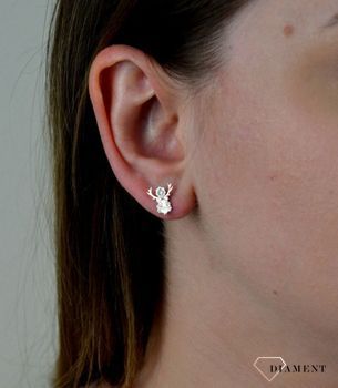 Srebrne kolczyki na sztyft 'Jeleń Św Huberta' KR R552-ROD. Srebrne kolczyki 'Jeleń Św Huberta' na sztyft. Prezent dla myśliwego. Prezent dla dziewczyny z koła łowieckiego (4).JPG